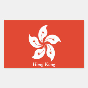 Pegatina Rectangular Bandera de Hong Kong
