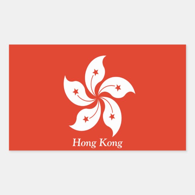 Pegatina Rectangular Bandera de Hong Kong (Anverso)