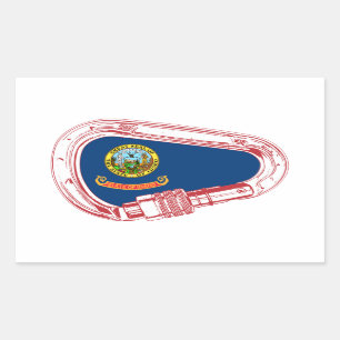 Pegatina Rectangular Bandera de Idaho Escalando Carabiner