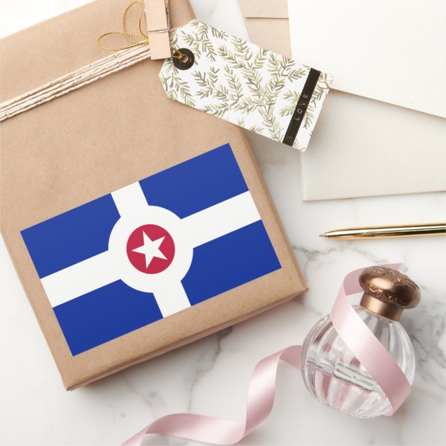 Pegatina Rectangular Bandera de Indianápolis (Indiana) (Regalar)