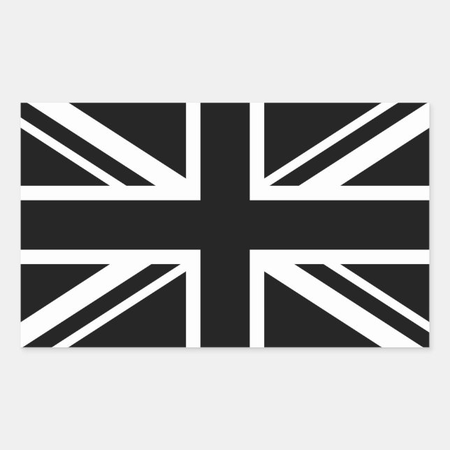 Pegatina Rectangular Bandera de Inglaterra Negra Blanca (Anverso)