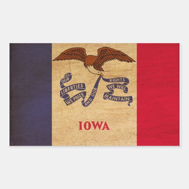 Pegatina Rectangular Bandera de Iowa (Anverso)