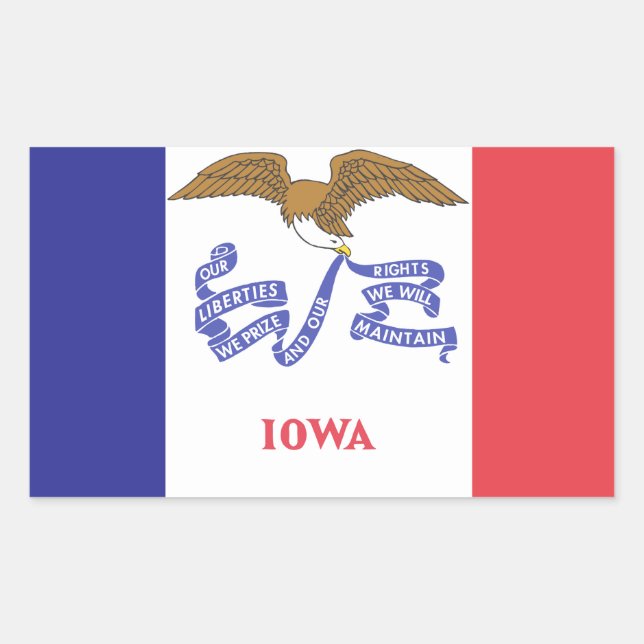 Pegatina Rectangular Bandera de IOWA - (Anverso)