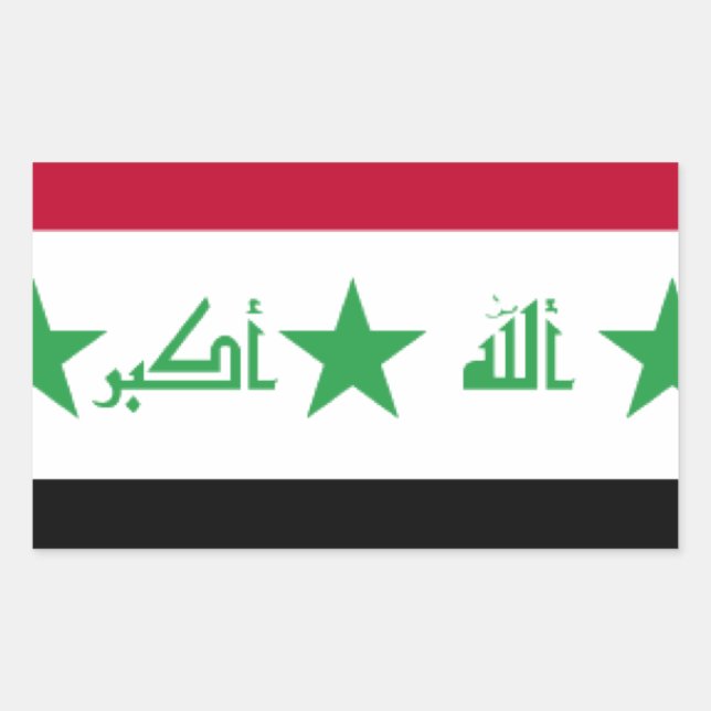 Pegatina Rectangular Bandera de Iraq (Anverso)
