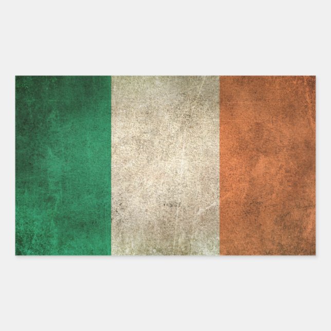 Pegatina Rectangular Bandera de Irlanda con problemas de cosecha (Anverso)