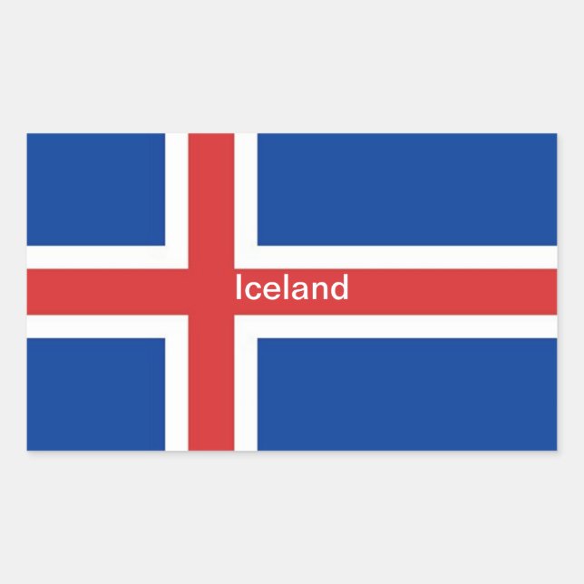 Pegatina Rectangular Bandera de Islandia (Anverso)