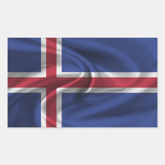 Pegatina Rectangular Bandera de Islandia (Anverso)