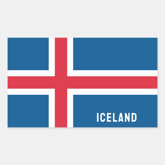 Pegatina Rectangular Bandera de Islandia (Anverso)