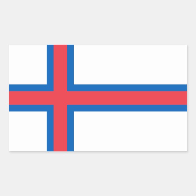 Pegatina Rectangular Bandera de Islas Feroe (Anverso)