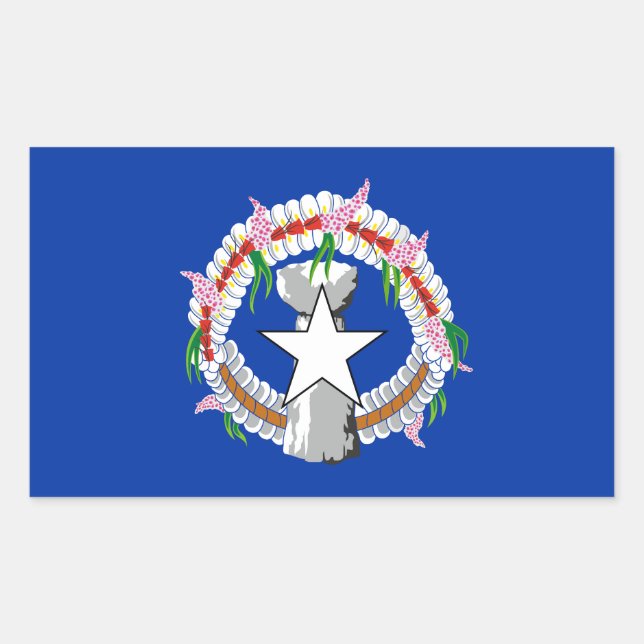 Pegatina Rectangular Bandera de Islas Marianas del Norte (Anverso)