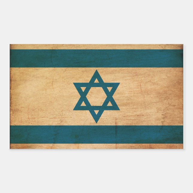 Pegatina Rectangular Bandera de Israel (Anverso)