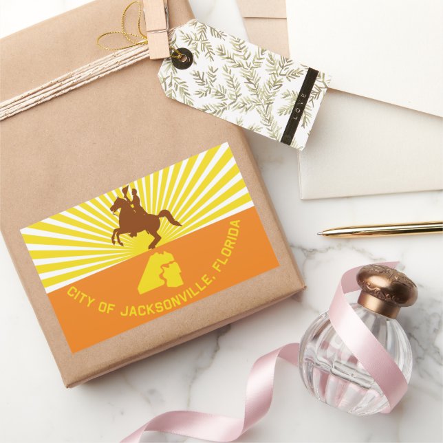 Pegatina Rectangular Bandera de Jacksonville (Florida) City (Regalar)