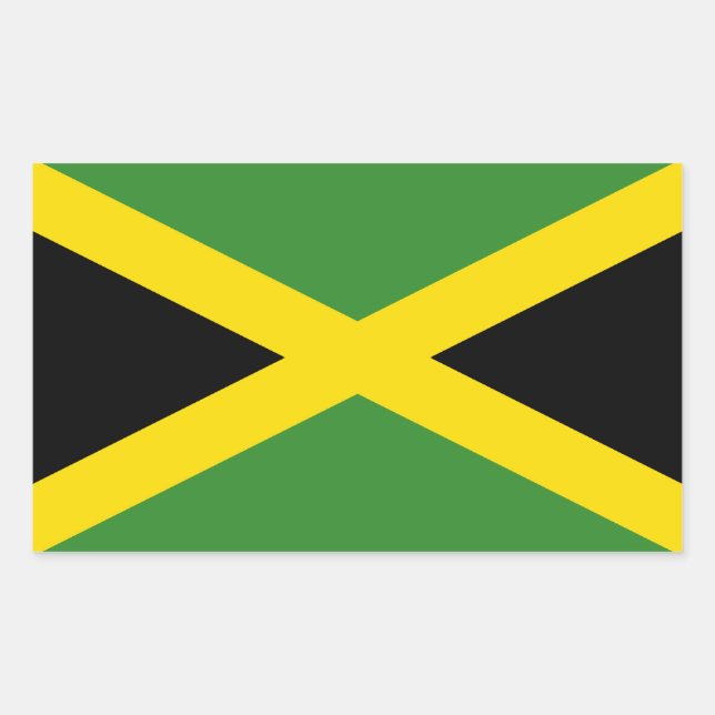 Pegatina Rectangular Bandera de Jamaica (Anverso)