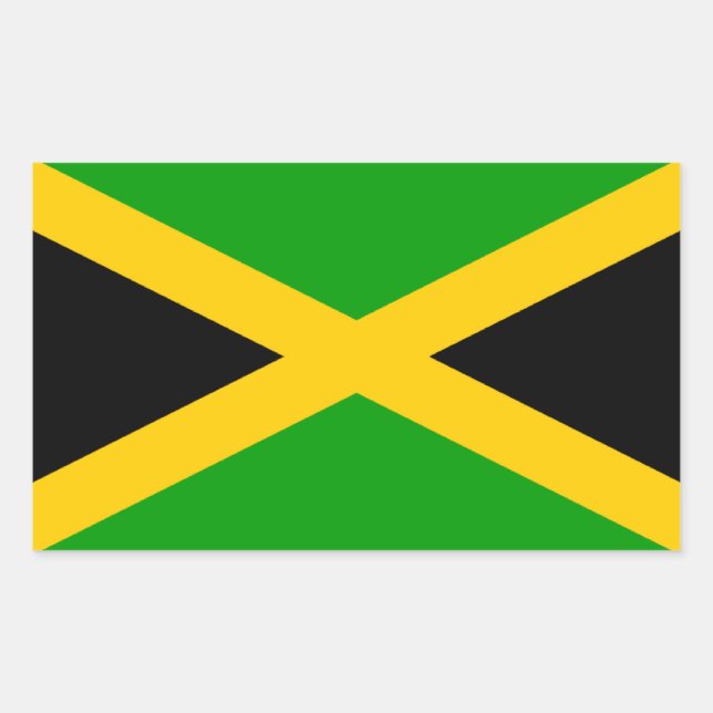 Pegatina Rectangular Bandera de Jamaica (Anverso)