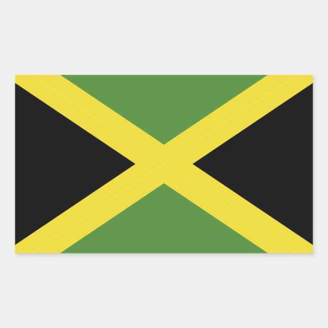 Pegatina Rectangular Bandera de Jamaica (Anverso)