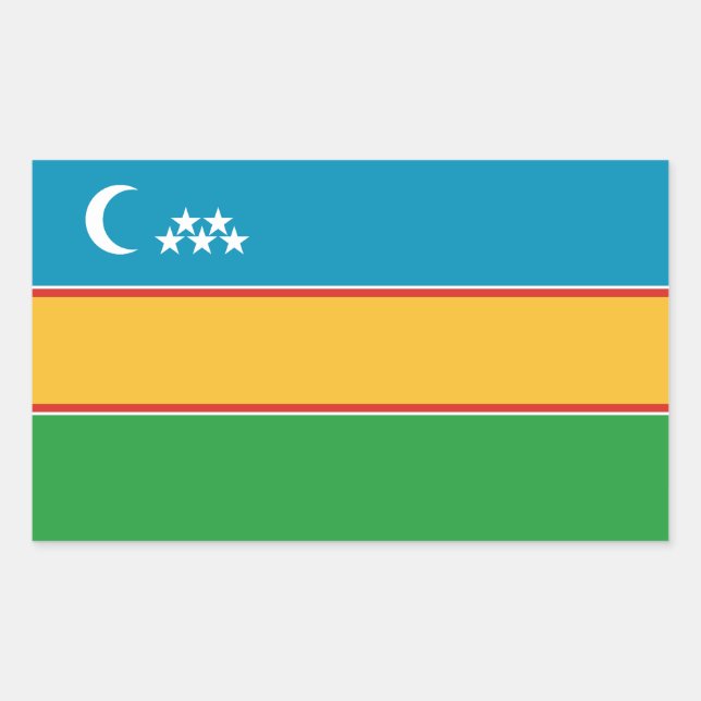 Pegatina Rectangular Bandera de Karakalpakistán (Anverso)