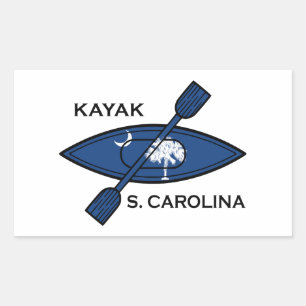 Pegatina Rectangular Bandera de Kayak en Carolina del Sur