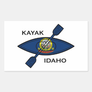Pegatina Rectangular Bandera de Kayak Idaho