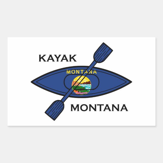 Pegatina Rectangular Bandera de Kayak Montana (Anverso)