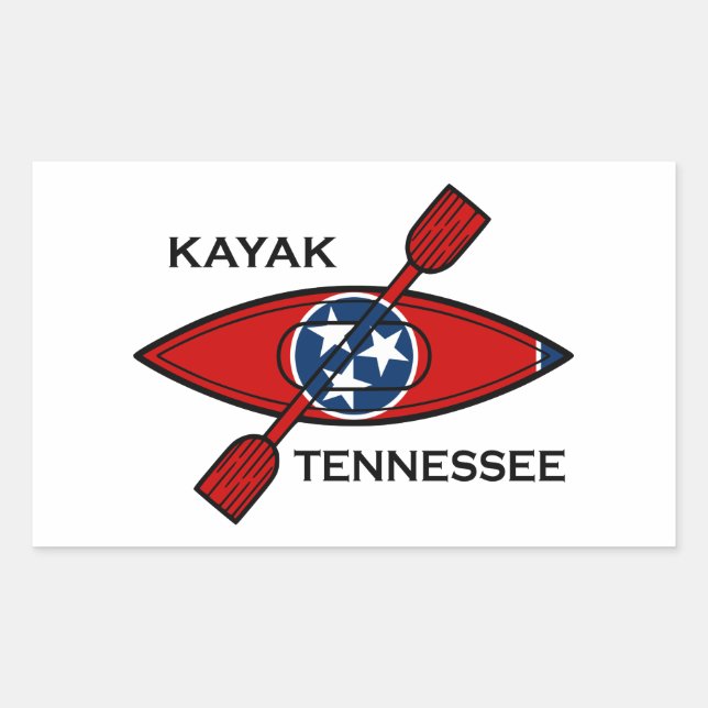 Pegatina Rectangular Bandera de Kayak Tennessee (Anverso)