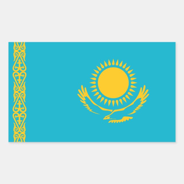 Pegatina Rectangular Bandera de Kazajistán (Anverso)