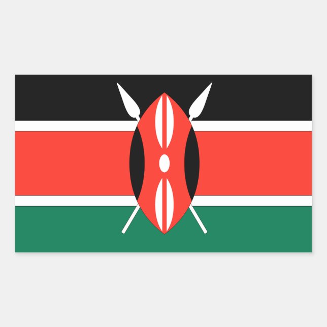 Pegatina Rectangular Bandera de Kenia (Anverso)