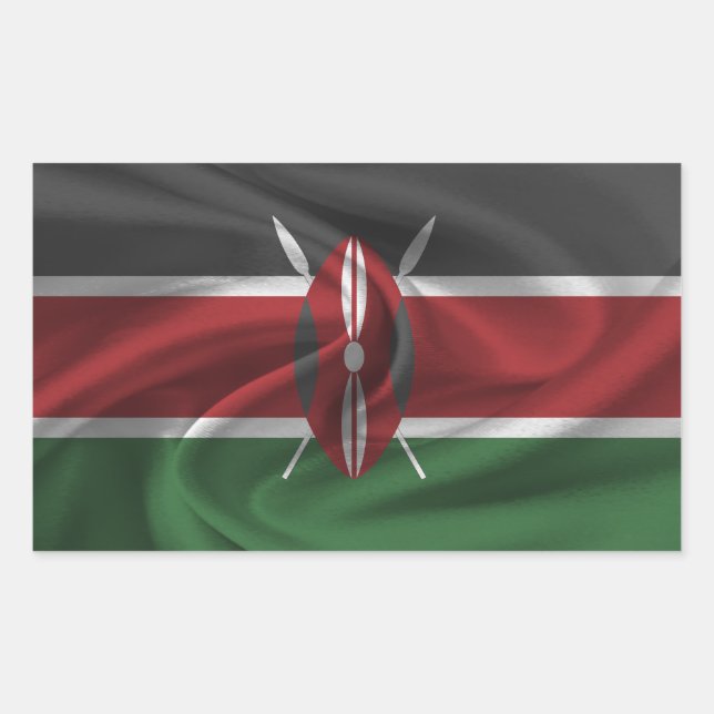 Pegatina Rectangular Bandera de Kenia (Anverso)