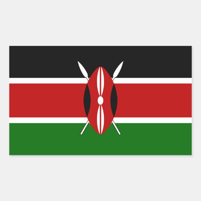 Pegatina Rectangular Bandera de Kenia (Anverso)