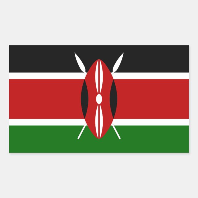Pegatina Rectangular Bandera de Kenia (Anverso)