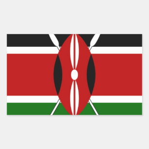 Pegatina Rectangular Bandera de Kenia: Con arte de borde de marco de ba