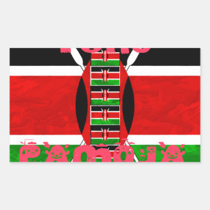 Pegatina Rectangular Bandera de Kenia: Tuko Pamoja - Diseño de arte de 