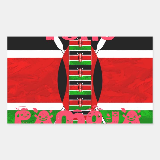 Pegatina Rectangular Bandera de Kenia: Tuko Pamoja - Diseño de arte de  (Anverso)