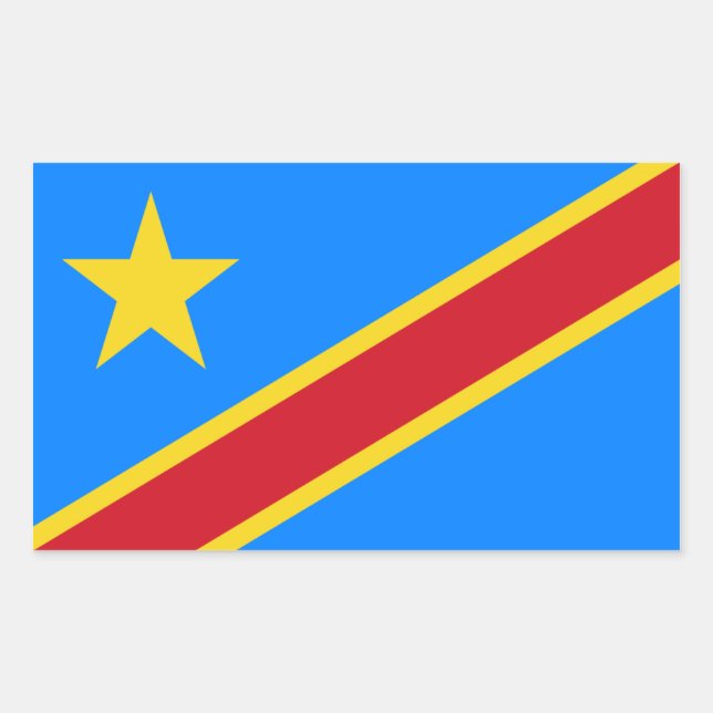 Pegatina Rectangular Bandera de Kinshasa Congo/Congo. República Democrá (Anverso)