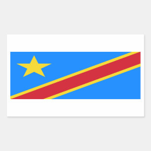 Pegatina Rectangular Bandera de Kinshasa Congo/Congo. República Democrá