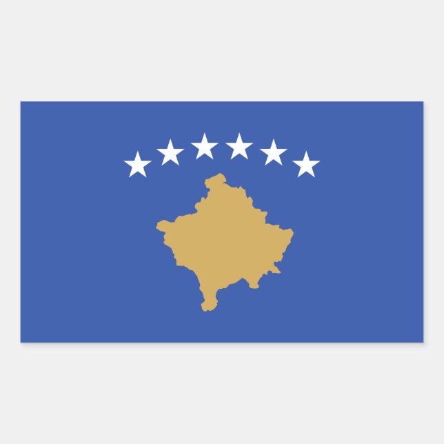 Pegatina Rectangular Bandera de Kosovo (Anverso)