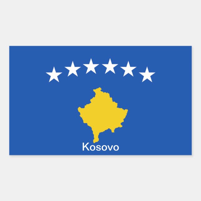 Pegatina Rectangular Bandera de Kosovo (Anverso)
