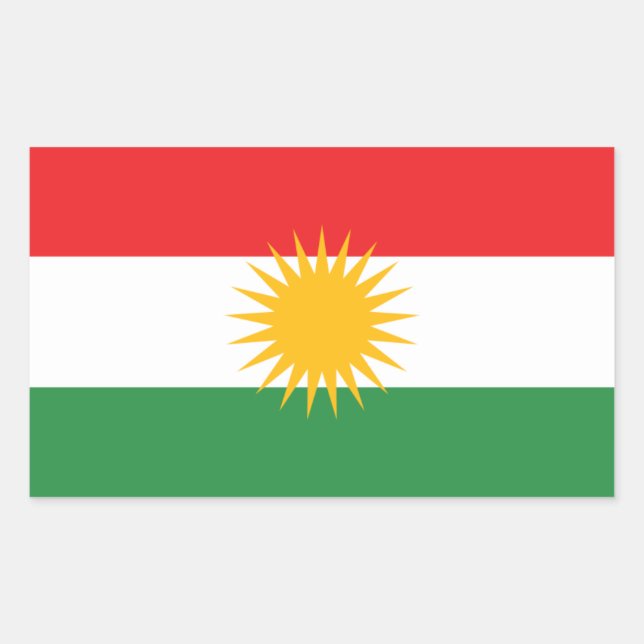 Pegatina Rectangular Bandera de Kurdistán (Anverso)