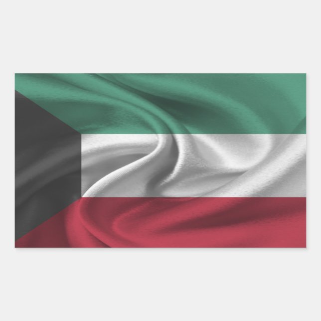 Pegatina Rectangular Bandera de Kuwait (Anverso)