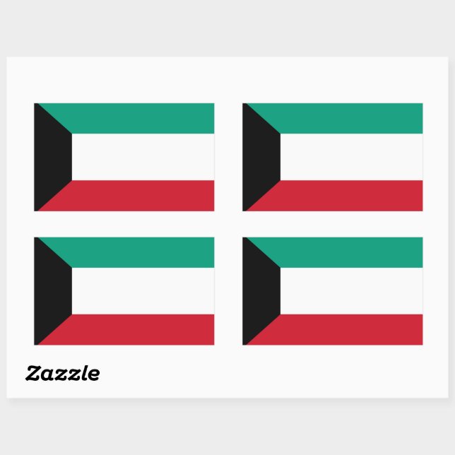 Pegatina Rectangular Bandera de Kuwait (Hoja)