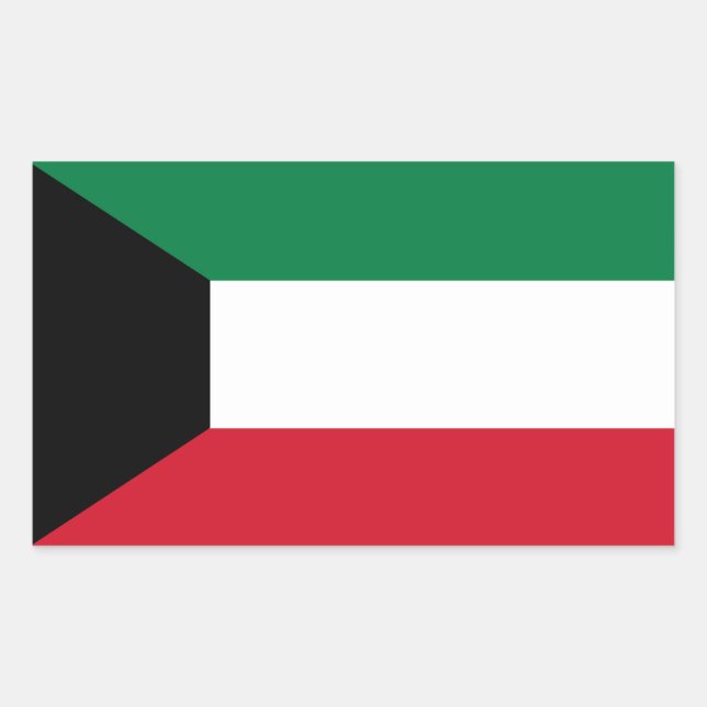 Pegatina Rectangular Bandera de Kuwait (Anverso)