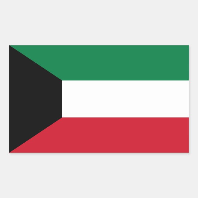 Pegatina Rectangular Bandera de Kuwait (Anverso)