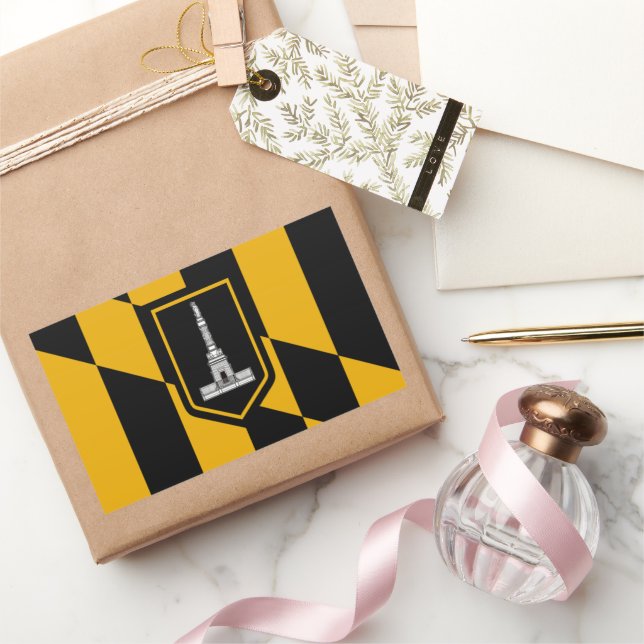 Pegatina Rectangular Bandera de la ciudad de Baltimore (Maryland) (Regalar)