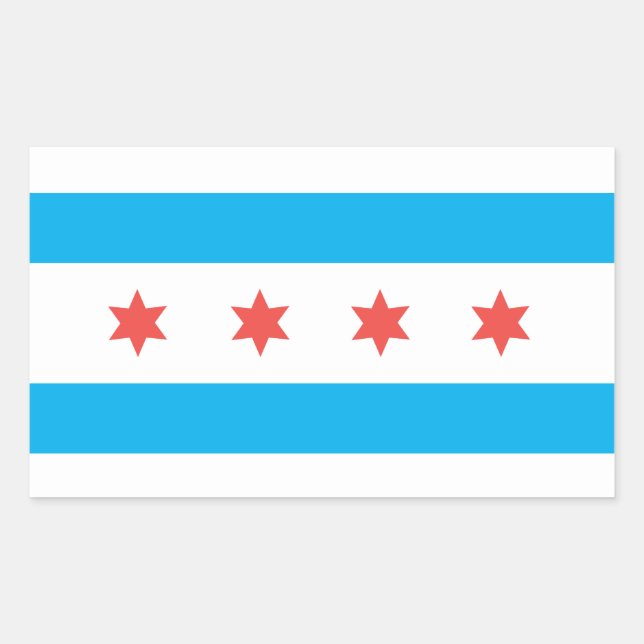 Pegatina Rectangular Bandera de la ciudad de Chicago (Anverso)