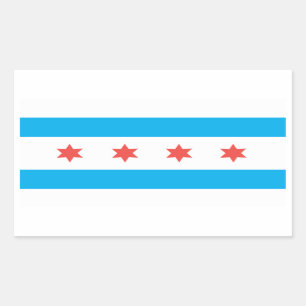 Pegatina Rectangular Bandera de la ciudad de Chicago