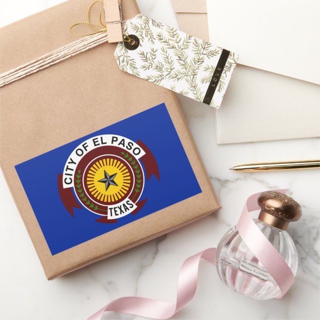 Pegatina Rectangular Bandera de la ciudad de El Paso (Texas) (Regalar)