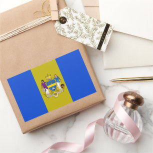 Pegatina Rectangular Bandera de la ciudad de Filadelfia (Pensilvania)