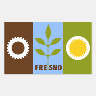 Pegatina Rectangular Bandera de la ciudad de Fresno, California Rectang