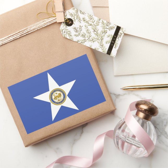 Pegatina Rectangular Bandera de la ciudad de Houston (Texas) (Regalar)