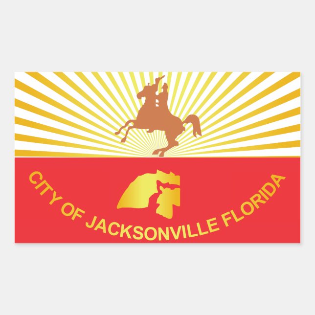 Pegatina Rectangular Bandera de la ciudad de Jacksonville (Anverso)