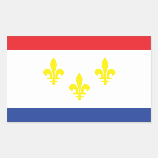 Pegatina Rectangular Bandera de la ciudad de Nueva Orleans (Anverso)